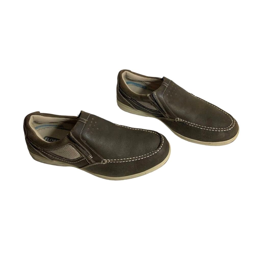 Men's Florsheim Clove Slip Resistant Leather Loafer Boat Shoe Brown Size 12